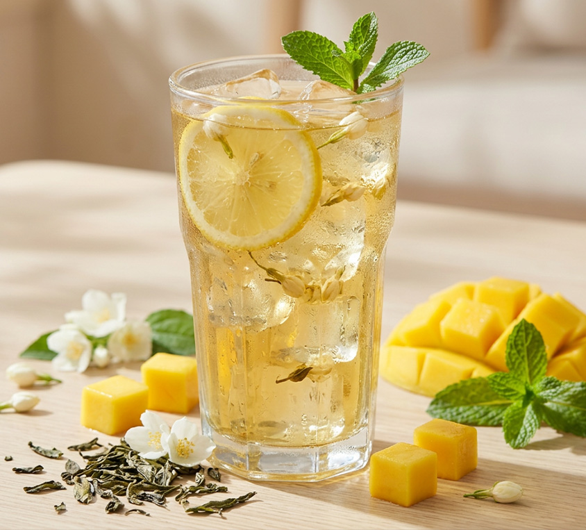 Przepis na mrożoną zieloną herbatę jaśminową z cytryną